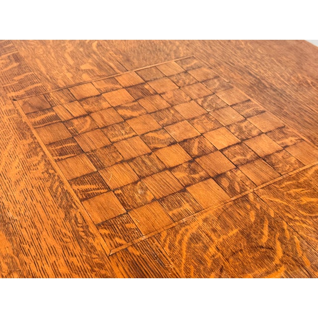 American Antique Arts and Crafts Oak Chess and Checkers Game Table, Circa 1910 For Sale - Image 3 of 10