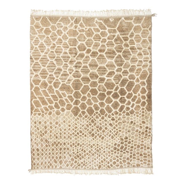 Hand-Knotted Moroccan Wool Rug by Azele Studio For Sale