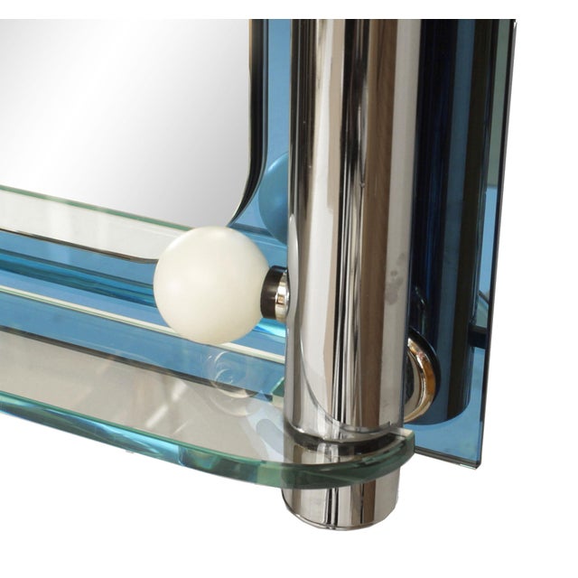 1940s Italian MidCentury Blue Glass Arte Wall Mirror Chairish