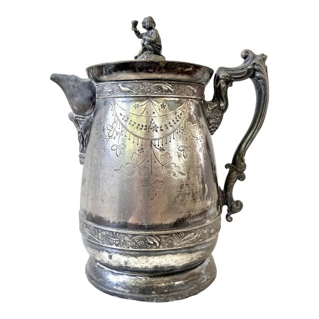 Mid 19th Century Rare Sliver Plate Victorian Pitcher by Meriden Britannia Company For Sale