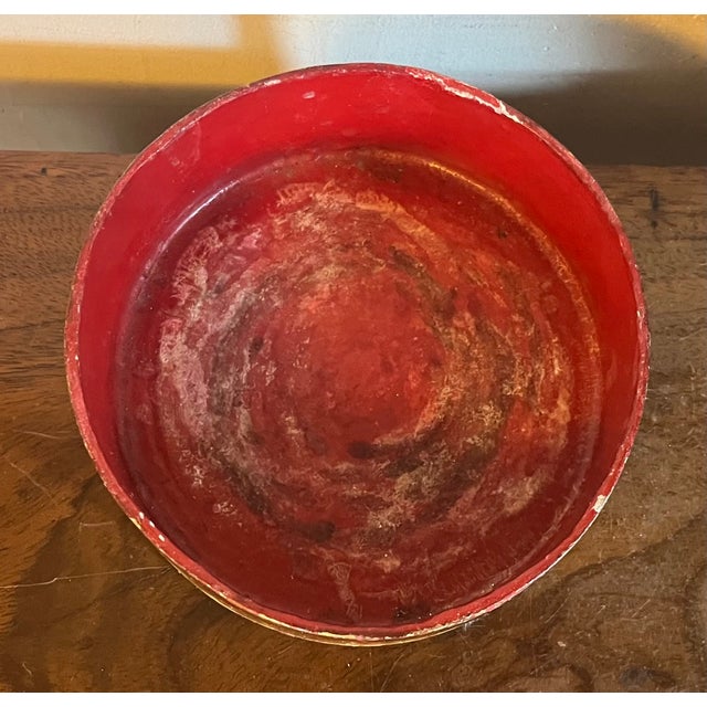 Red Antique Early 19th Century English Regency Red Lacquer Wine Bottle Decanter Coaster With Gilt Greek Key Design For Sale - Image 8 of 10