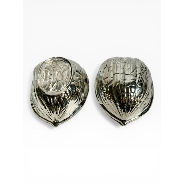 Vintage French Silver-Plated Walnut Form Covered Box For Sale - Image 11 of 16