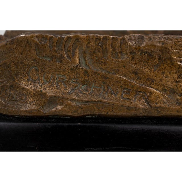 Brown Art Nouveau Austrian Bronze Inkwell by Gustav Gurschner, 1900s For Sale - Image 8 of 9