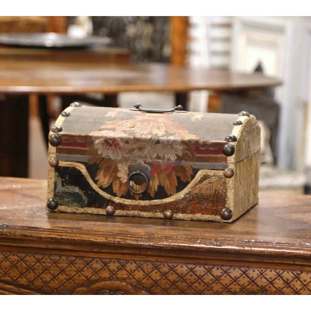 French Aubusson Tapestry Bombé Jewelry Box Signed Jacques Lamy For Sale - Image 4 of 10