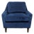 West Elm Everett Blue Velvet Lounge Chair - Modern Accent Armchair For Sale
