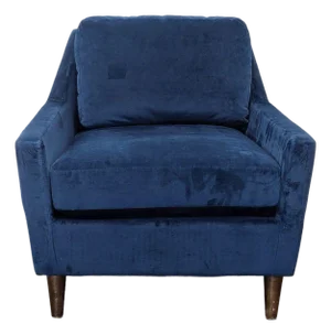 West Elm Everett Blue Velvet Lounge Chair - Modern Accent Armchair