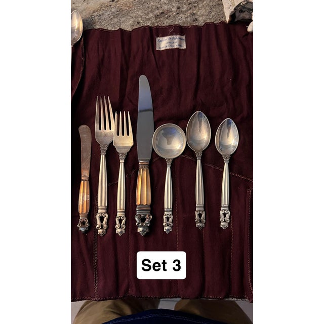 1920s Mid-Century Modern Georg Jensen Sterling Acorn Flatware - Set of 7 For Sale In New York - Image 6 of 10