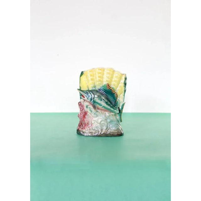 Green Vintage Ceramic Sword Fish Vase, Italy, 1960s For Sale - Image 8 of 9