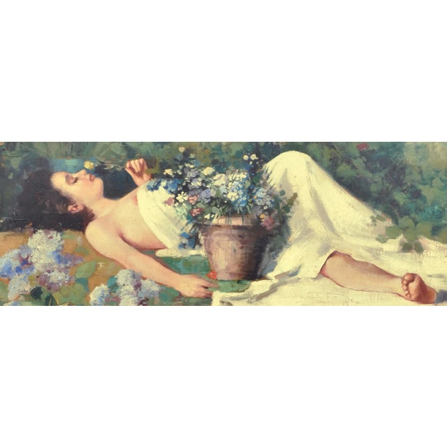 Angelo Granati, In the Garden, Neapolitan School, Oil on Canvas, Framed For Sale - Image 3 of 7