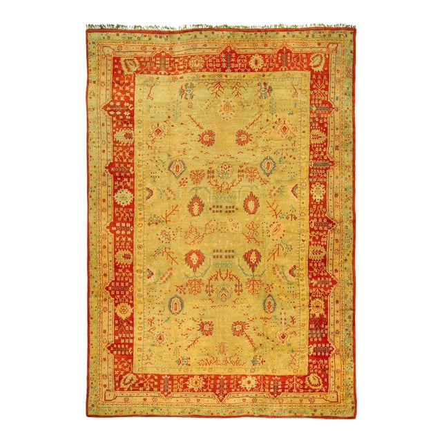 Zabihi Collection Oversize Antique Turkish Oushak Rug - 10' x 19'2" For Sale