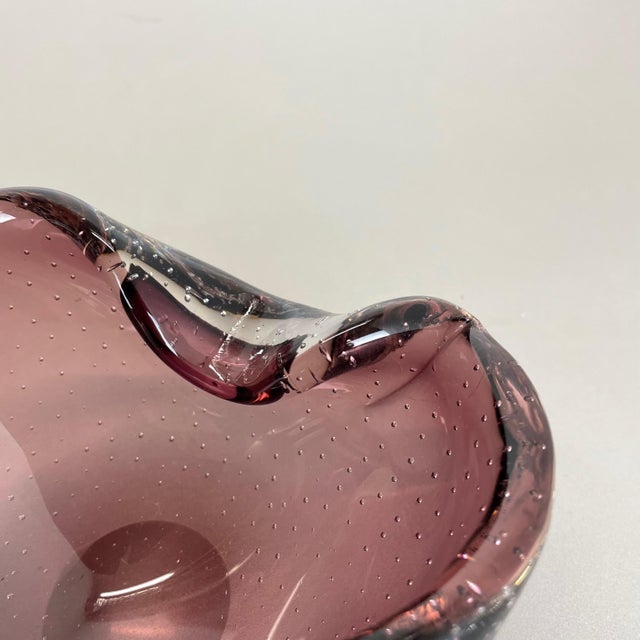 Large Pink Murano Bubble Glass Ashtray, Italy, 1970s For Sale - Image 10 of 18