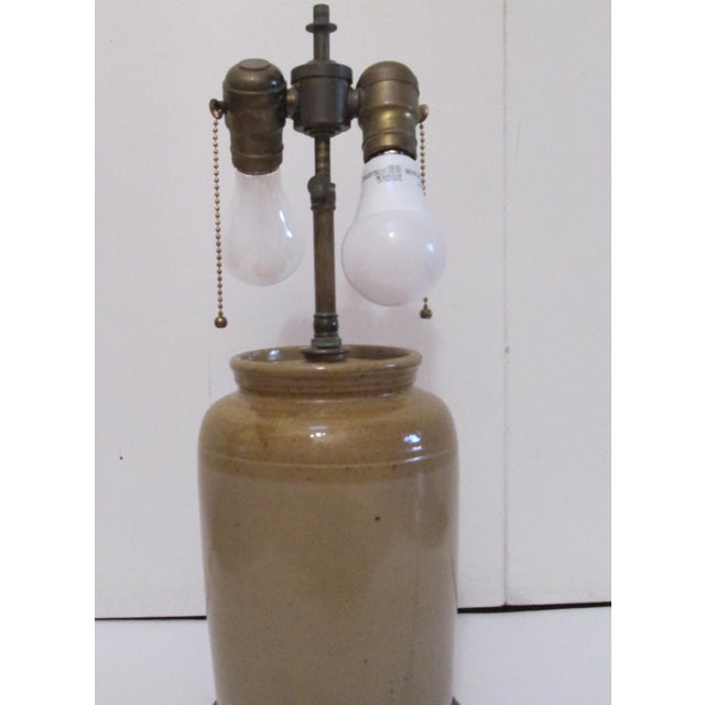 1960s Vintage Morrocan Glaze Terra Cotta Double Socket Lamp For Sale - Image 5 of 11