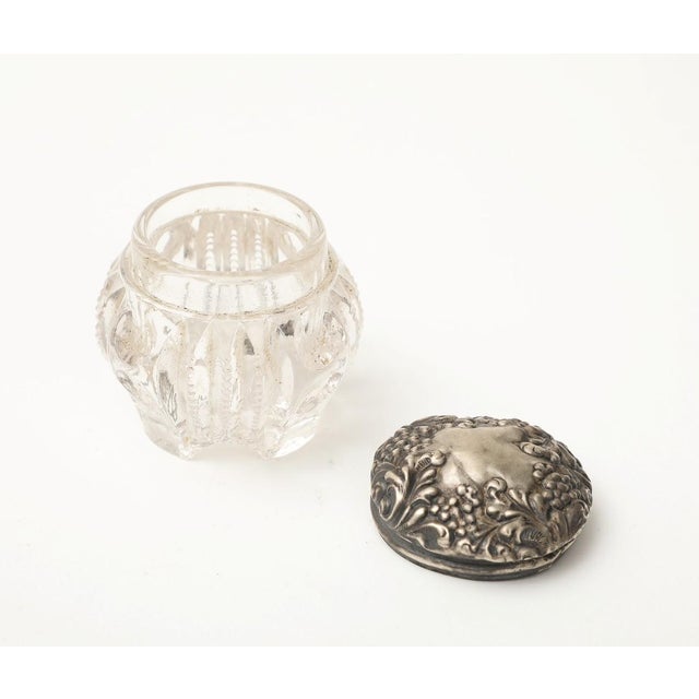 Victorian Set of 3 19th C. Cut Glass and Silver Dressing Jars For Sale - Image 3 of 10