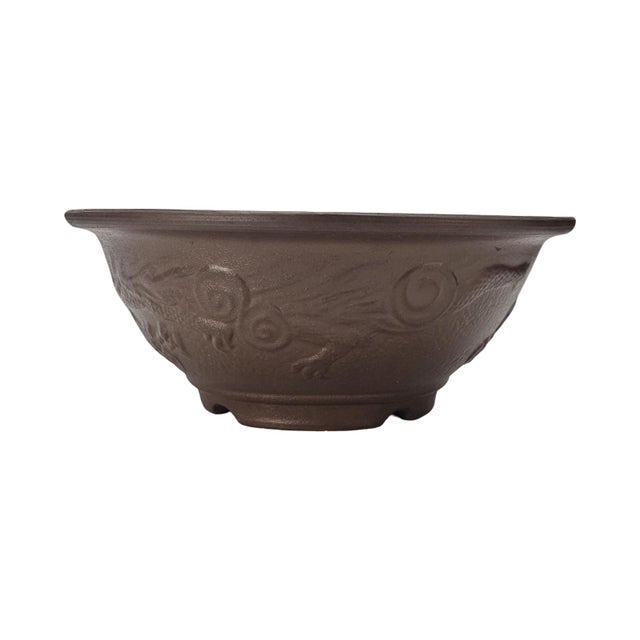 Late 20th Century Japanese Tokoname Style Dragon Relief Bonsai Pot 13.5" For Sale - Image 5 of 11