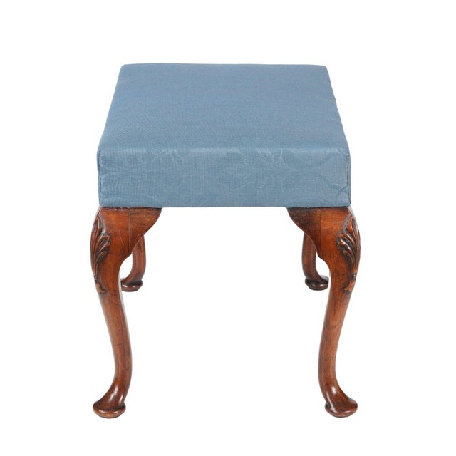 Queen Anne English Queen Anne Upholstered Stool, C. 1850 For Sale - Image 3 of 12