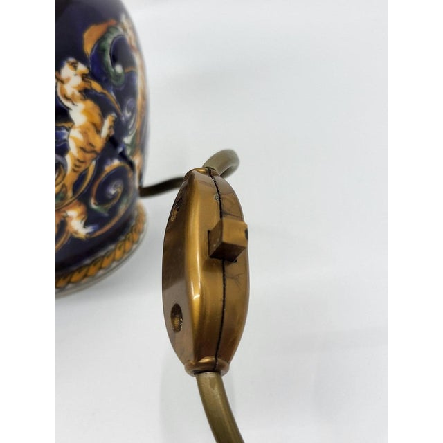 Lamp with Blue Italian Renaissance Decor from Gien For Sale - Image 11 of 13