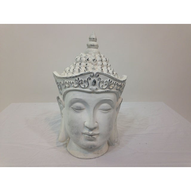 Large Plaster Buddha Head Statue Chairish
