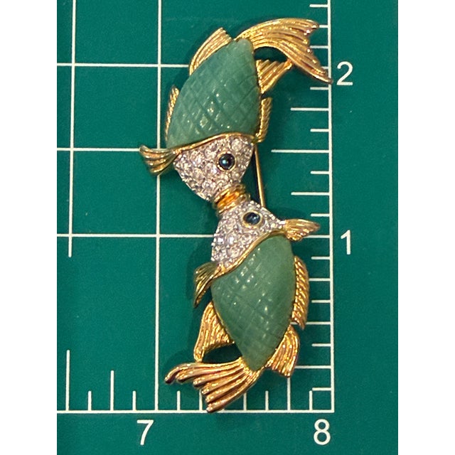 Vintage Kenneth J. Lane Kissing Fish Brooch For Sale - Image 10 of 10