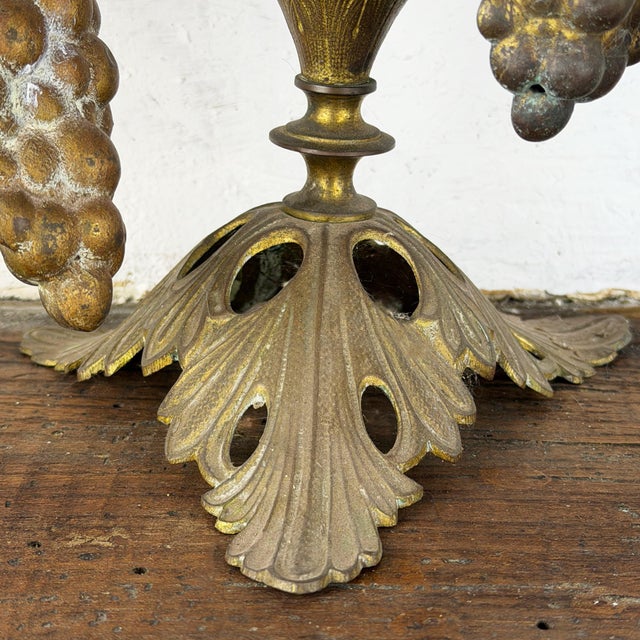 Antique French Candleholder with Flowers and Grapes, 1890s For Sale - Image 13 of 16