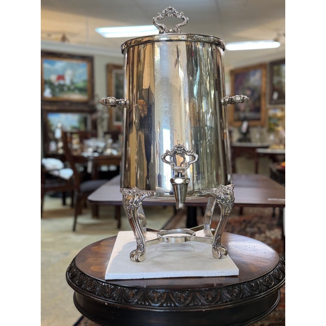 Vintage Silverplated Catering Coffee Urn With Lion Feet, Made in France For Sale - Image 11 of 14