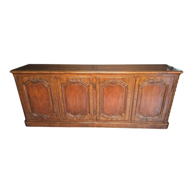 1960s Baker Furniture French Country or French Provincial Louis XV Style Carved Walnut Sideboard For Sale