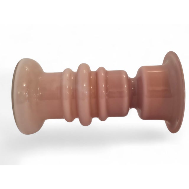 Mid-Century Modern Postmodern Pink Opaline Art Glass Totem Candlestick / Vase by Jerzy Sluczan-Orkusz, Poland 1970s For Sale - Image 3 of 3