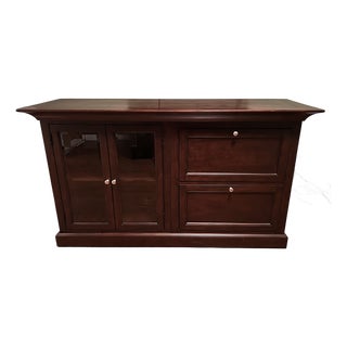 Bassett Glass Door Hutch With Filing Drawers For Sale