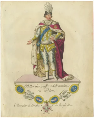 Schwan, Knight of the White Eagle Order in Poland, Hand-Colored Engraving, 1791