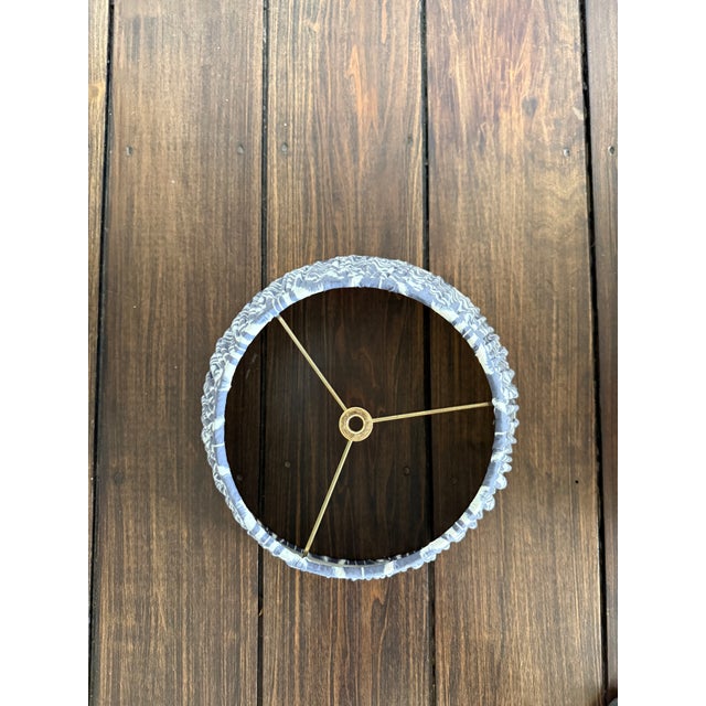 Lampshade in Pleated Blue Ikat Fabric For Sale - Image 4 of 5