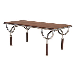 Vintage Italian Tri-6 Coffee Table in Teak and Chrome, 1970s For Sale