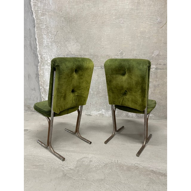 Pair of Vintage 1970’s MCM Tubular Metal Frame Dining Chairs For Sale - Image 10 of 15
