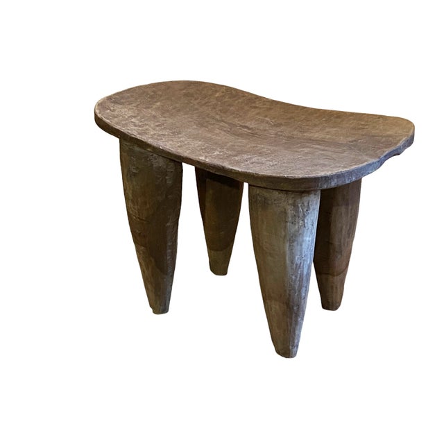 1980s African Old Rustic Senufo Wood Milk Stool /Table I . Coast 24" W For Sale - Image 5 of 12