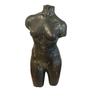 Mid 20th Century Female Bronze Torso Sculpture on a Marble Base For Sale