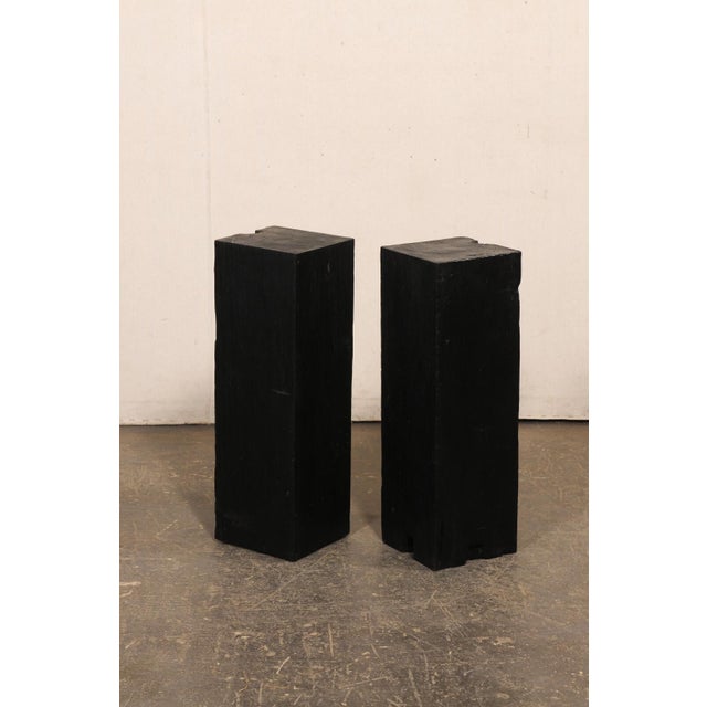 Black 19th Century Indonesian Carbonized Ironwood Pedestals – A Pair For Sale - Image 8 of 12