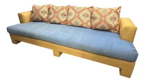 Vintage Billy Baldwin Style Parsons Raffia Sofa