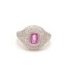 Pink sapphire emerald cut diamond pave ring gold Natural octagon pink sapphire diamond ring gold Real pink sapphire...