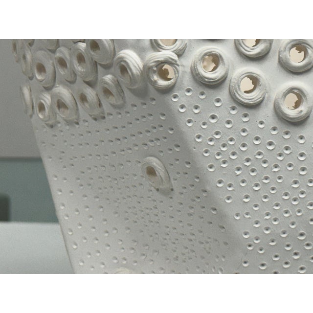 Ceramic Anthem White Textured Ceramic Sculptural Vase For Sale - Image 7 of 12
