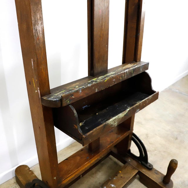 Early 1950 Adjustable Artist Easel and Table Made in Tropical Wood For Sale - Image 4 of 5