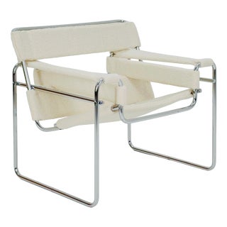 Mid-Century B3 Wassily Armchair in White Teddy Fabric by Marcel Brauer, Italy, 1990s For Sale