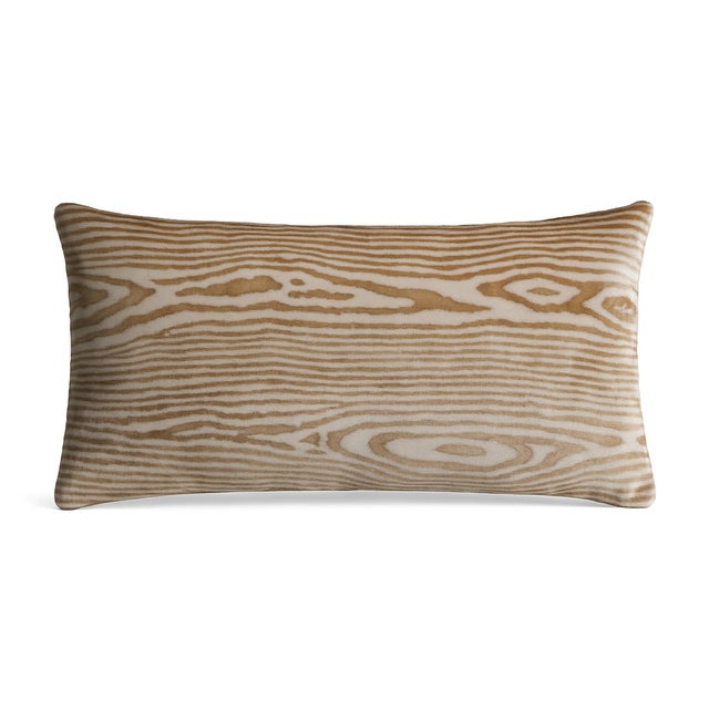 Contemporary Kevin O'Brien Woodgrain Faux Bois Coyote Mini Cut Velvet Pillow For Sale - Image 3 of 3