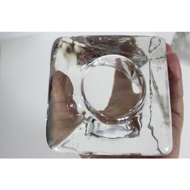Vintage Pair of Nybro Sweden Volcano Crystal Candleholder Bookends Designed by Tord Kjellstrom For Sale - Image 9 of 10