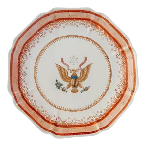 Mid 20th Century Octagonal Armorial United States Coat of Arms Crest Plate