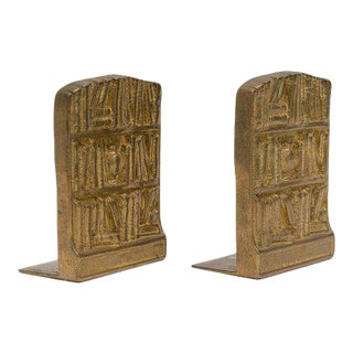 Antique 1920s American Classical Brass Bookends - the Pair Book Ends For Sale
