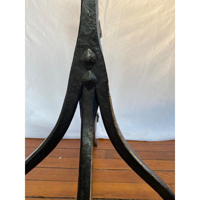 Gothic Hand-Forged Wrought Iron Andirons, a Pair For Sale - Image 3 of 9