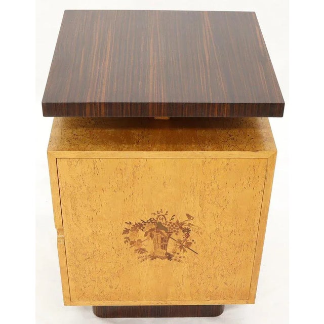 Large Mid-Century Modern Rosewood and Birdseye Maple Cabinets End Tables - a Pair For Sale - Image 11 of 13