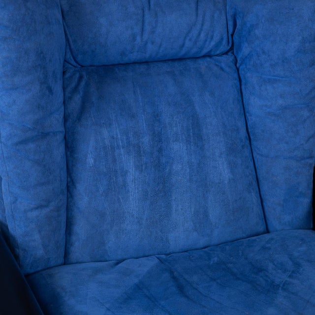 20th Century Italian Blue Alcantara Leather Reclining Armchairs from Cinova,1980s, Set of 2 For Sale - Image 13 of 18