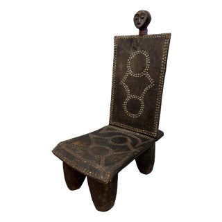 Mid-Century Modern African Ceremonial Kings Chair, Tanzania, 1940s For Sale