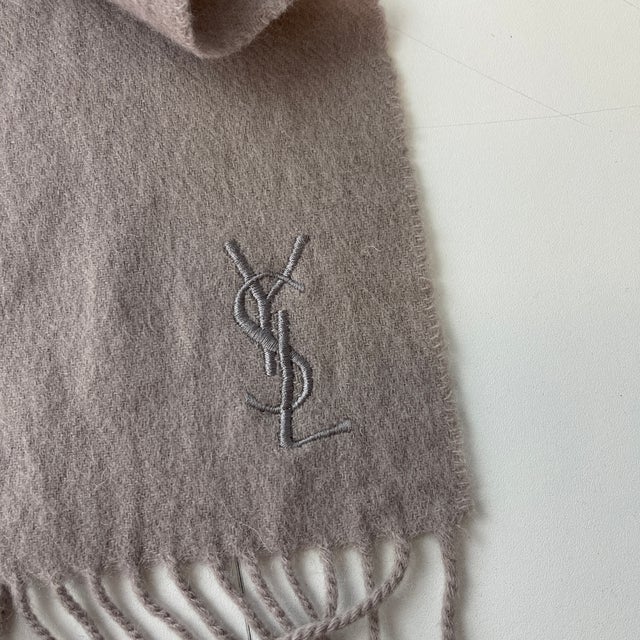 Yves Saint Laurent Grey Solid 100% Wool Scarf | Chairish