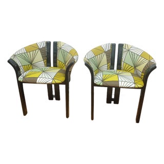 1980s Post Modern Tonon S.p.A. Italy Black Lacquer Accent Chairs, a Pair For Sale