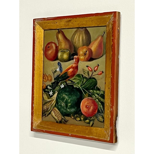 Textile Vintage Folk Art Painting on Canvas, Modeled After a 1662 Painting by Johann Walter For Sale - Image 7 of 10